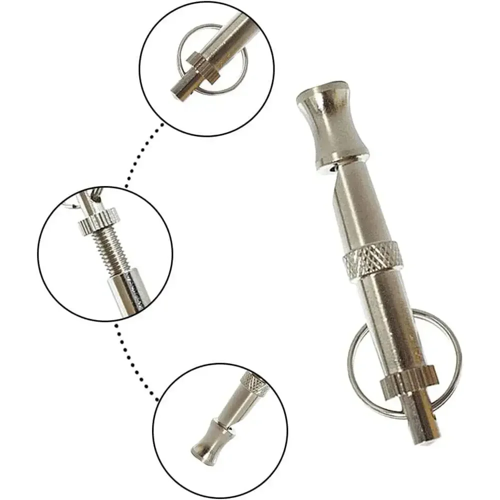 1Pcs Dog Whistle Pet Training Whistle Stainless Steel Silver Portable Adjustable
